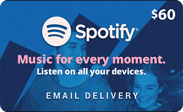 $60 USA Spotify Gift Card | Email Delivery | Buy Spotify Gift Cards!